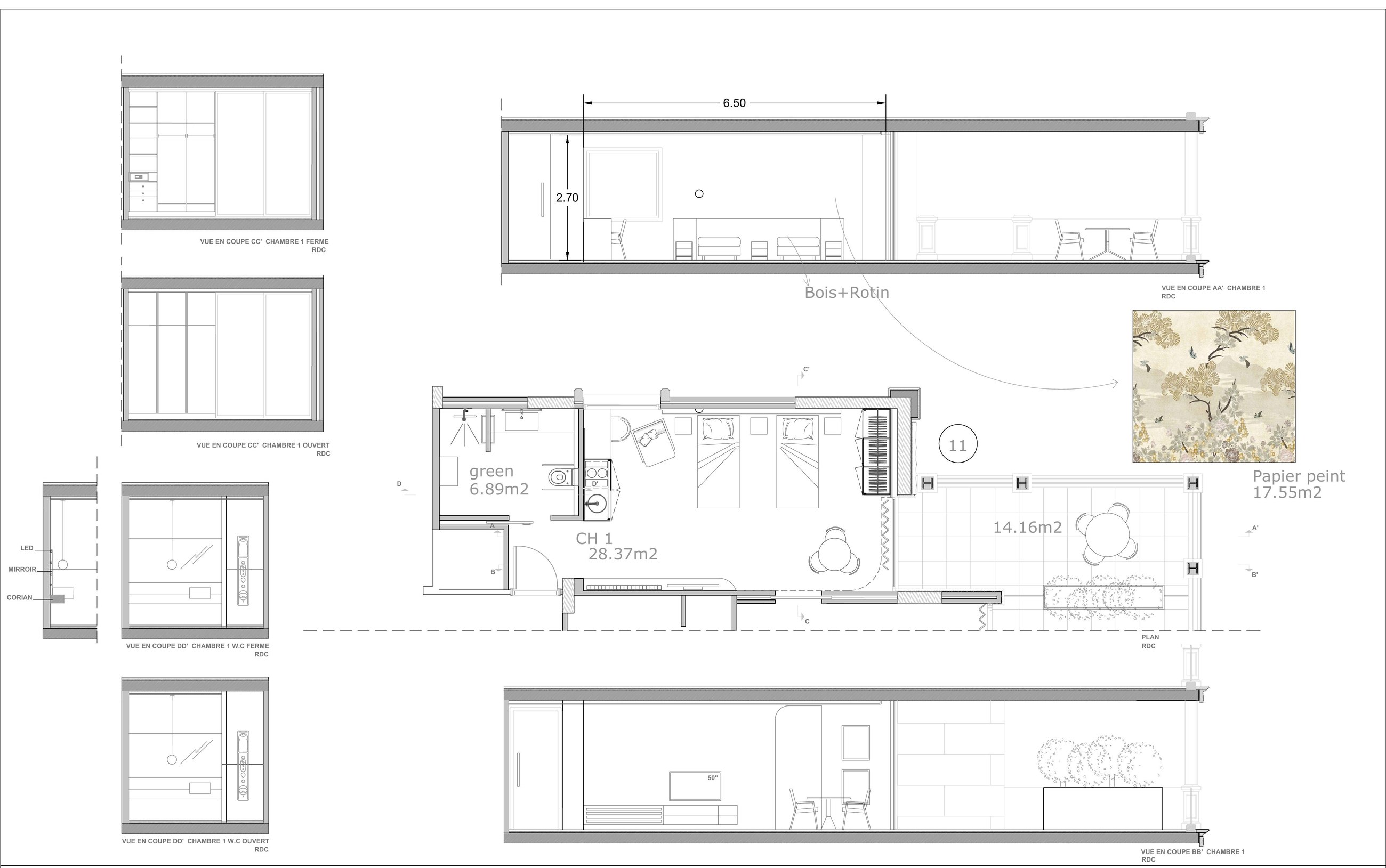 The Songbird Suite floorplan and architectural elevations