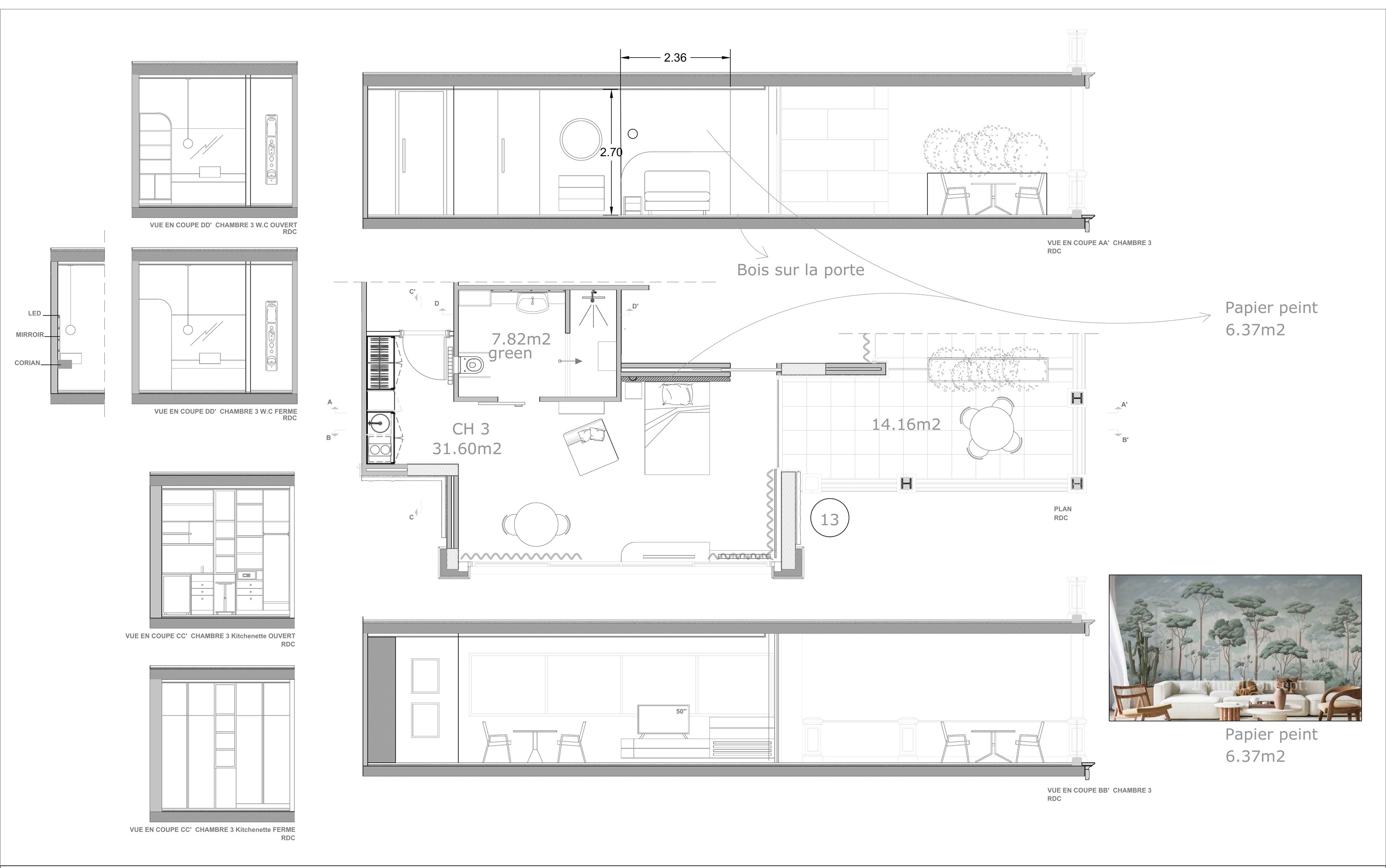 The Botanical Suite floorplan and architectural elevations